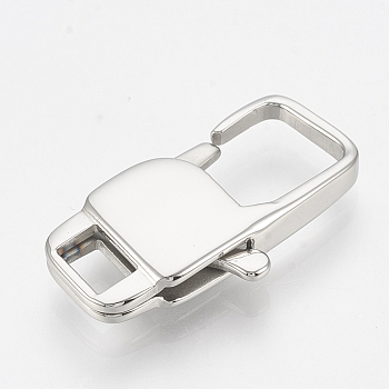 304 Stainless Steel Lobster Claw Clasps, Rectangle, Stainless Steel Color, 15x7x3.5mm, Hole: 2.5x1.5mm