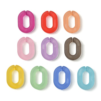 Transparent Frosted Acrylic Linking Rings, Quick Link Connectors, Oval, Mixed Color, 19x13.5x3.5mm, Inner Diameter: 11x5.5mm, about 833pcs/500g