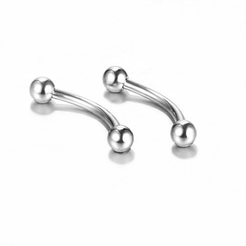 304 Stainless Steel Eyebrow Rings, Curved Barbell, Eyebrow Piercing Jewelry, Stainless Steel Color, 3mm, Pin: 1.2x6mm