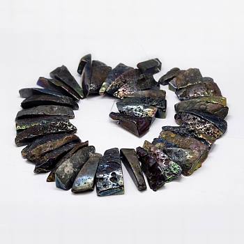 Electroplated Natural & Dyed Agate Bead Strands, Nuggets, Black, 23~57x12~18x9~16mm, Hole: 2mm, about 32~34pcs/strand
