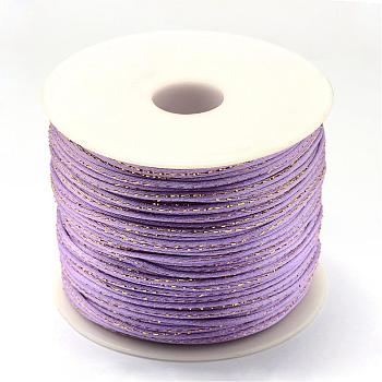 Metallic Stain Beads String Cords, Nylon Mouse Tail Cord, Lilac, 1.5mm, about 100yards/roll(300 feet/roll)