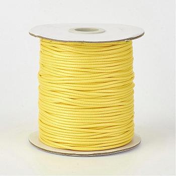 Eco-Friendly Korean Waxed Polyester Cord, Gold, 1mm, about 169.51~174.98 Yards(155~160m)/Roll