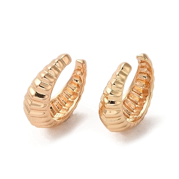 Brass Cuff Earrings, Double Horn, Light Gold, 13.5x5mm