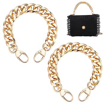 WADORN 2Pcs Aluminum Curb Chain Bag Handles, with Swivel Clasps, for Bag Replacement Accessories, Light Gold, 29.5cm