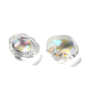 Transparent Glass Beads, Lock, Clear AB, 14x16x7mm, Hole: 1.2mm