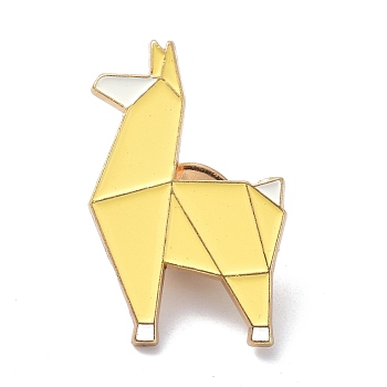 Origami Dog Enamel Pin, Alloy Enamel Brooch for Backpack Clothing, Golden, Yellow, 32.5x21x9.5mm