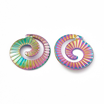 Ion Plating(IP) 304 Stainless Steel Pendants, Mosquito Coil Charm, Rainbow Color, 22x21x2mm, Hole: 1.4mm