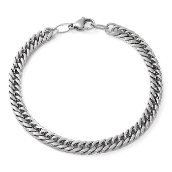 304 Stainless Steel Cuban Link Chain Bracelet for Men Women, Stainless Steel Color, 8-1/4 inch(21cm)