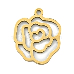 Ion Plating(IP) 201 Stainless Steel Pendants, Flower Charm, Laser Cut, Real 18K Gold Plated, 18.5x15x1mm, Hole: 1.5mm(STAS-M015-02G)