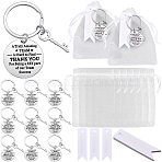 12Pcs Stainless Steel Keychains, Flat Round with Word Pattern, 12Pcs Organza Gift Bags with Drawstring, Wedding Party Christmas Favor Gift Bags, 12Pcs Paper Gift Tags, Stainless Steel Color, 61mm(KEYC-BM0001-07P)