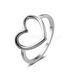 Hollow Heart Alloy Finger Rings for Women, Platinum, Inner Diameter: 17mm(WH-WGE51E0-01)