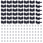 42Pcs Spray Painted Alloy Stud Earring Findings, with Brass Pins and Horizontal Loops, Bowknot, with 84Pcs Plastic Ear Nuts, Black, 7x10.5mm, Hole: 1.4mm, Pin: 12.5x0.7mm(FIND-ME0004-21A)