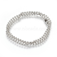 Stainless Steel Ball Chain Necklace Making, Stainless Steel Color, 21.6 inch(55cm), 2.5mm(MAK-L019-01C-P)