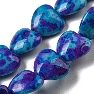 Spray Painted Synthetic Turquoise Beads Strands, Heart, Dark Orchid, 11.5x12x6mm, Hole: 1.2mm, about 36~42pcs/strand, 15.55~18.31''(39.5~46.5cm)(G-E617-B08-03)