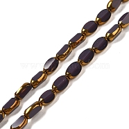 Electroplate Opaque Color Glass Beads Strands, Faceted, Oval, Purple, 7x4.5x3.5mm, Hole: 1mm, about 50pcs/strand, 12.99''(33cm)(EGLA-Q127-A01-02F)