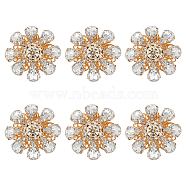 6Pcs Acrylic Rhinestone Buttons, with Brass Findings, Flower, Crystal, 26x12mm, Hole: 1.2mm(DIY-FG0004-60C)