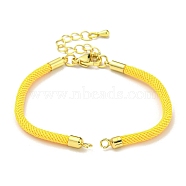 Nylon Cords Bracelet Makings Fit for Connector Charms, with Brass Findings and 304 Stainless Steel Lobster Claw Clasps, Long-Lasting Plated, Yellow, 6-1/2~6-3/4 inch(16.5~17cm), Hole: 1.8mm(AJEW-P116-02G-18)