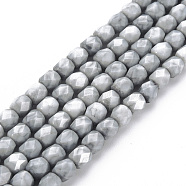 Opaque Baking Painted Glass Beads Strands, Imitation Stones, Faceted, Column, Light Grey, 5.5x5.5mm, Hole: 1mm, about 70pcs/strand, 15.94 inch(40.5cm)(EGLA-N006-008-A04)