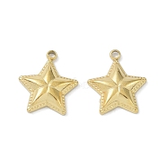 Ion Plating(IP) 304 Stainless Steel Pendants, Star Charm, Real 18K Gold Plated, 15x13x3mm, Hole: 1.4mm(STAS-R233-09G)