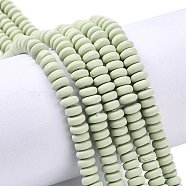 Handmade Polymer Clay Beads Strands, for DIY Jewelry Crafts Supplies, Flat Round, Pale Green, 6~7x3mm, Hole: 1.5mm, about 113~116pcs/strand, 15.55 inch~16.14 inch(39.5~41cm)(CLAY-N008-008-101)