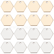 50Pcs 2 Colors Brass Charms, Long-Lasting Plated, Nickel Free, Hexagon, Real Gold Plated & Real Platinum Plated, 10x11.5x1mm, Hole: 1mm, 25pcs/color(KK-BBC0006-95)