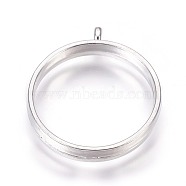 Alloy Open Back Bezel Pendants, Cadmium Free & Lead Free, For DIY UV Resin, Epoxy Resin, Pressed Flower Jewelry, Ring, Platinum, 32.5x28.5x4.5mm, Hole: 2mm, Inner Diameter: 25mm(PALLOY-WH0030-01P)