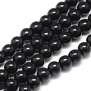 Natural Black Tourmaline Beads Strands, Round, Dyed, 6x6mm, Hole: 1mm, about 62pcs/strand, 15.5 inch(X-G-S150-30-6mm)