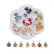 K9 Glass Pendants, with Light Gold Plated Brass Findings, Heart, Faceted, Mixed Color, 16x11x8mm, Hole: 1.2mm(GLAA-N038-30)