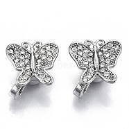 Brass Micro Pave Clear Cubic Zirconia Magnetic Clasps, Nickel Free, Butterfly, Real Platinum Plated, 14x15x9mm, Hole: 4mm(KK-N232-141P-NF)