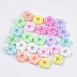 Opaque Acrylic Beads, Donut, Mixed Color, 12.5~13x4mm, Hole: 4mm, about 192pcs/50g(X-MACR-S296-65)