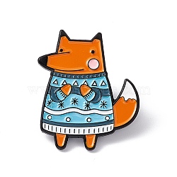Cartoon Animal Enamel Pin, Electrophoresis Black Alloy Cute Brooch for Backpack Clothes, Fox Pattern, 31x25x2mm, Pin: 1.2mm(JEWB-A005-04-03)