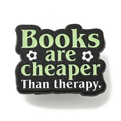 Books are Cheaper Zinc Alloy Brooches, Word Enamel Pins for Backpack, Suit, Black, 24.5x30.5x1.5mm(JEWB-A023-01E)