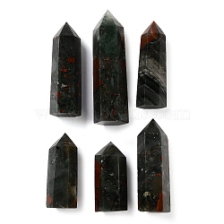 Tower Natural African Bloodstone Healing Stone Wands, Energy Balancing Meditation Therapy Decors, Hexagon Prism, 23~27x17~24x37~89mm(G-A096-02E-1)