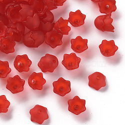 Transparent Acrylic Beads Caps, Tulip Flower, Lily of the Valley, Frosted, Red, 10x6mm, Hole: 1.5mm, about 2100pcs/500g(PL543-6)