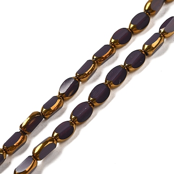 Electroplate Opaque Color Glass Beads Strands, Faceted, Oval, Purple, 7x4.5x3.5mm, Hole: 1mm, about 50pcs/strand, 12.99''(33cm)