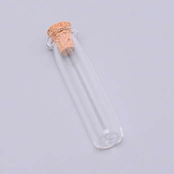 Glass Bottle, with Cork Plug, Wishing Bottle, Tube, Clear, 1x4.25cm