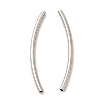 304 Stainless Steel Tube Beads, Curved Tube, Stainless Steel Color, 35x2mm, Hole: 1.5mm