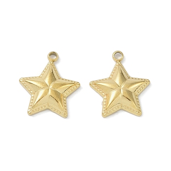 Ion Plating(IP) 304 Stainless Steel Pendants, Star Charm, Real 18K Gold Plated, 15x13x3mm, Hole: 1.4mm