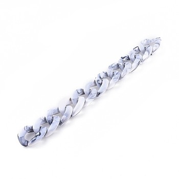 Acrylic Curb Chains, Unwelded, WhiteSmoke, 39.37 inch(100cm), Link: 29x21x6mm, 1m/strand