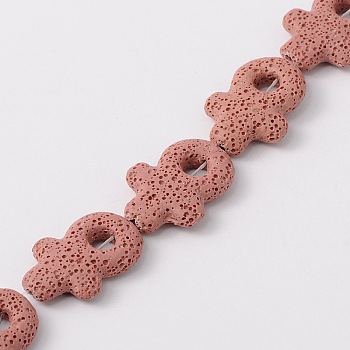 Synthetic Lava Rock Bead Strands, Female Gender Sign, Dyed, Pink, 38x34x8mm, Hole: 1mm, about 12pcs/strand, 16.1 inch