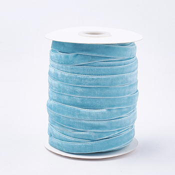 Single Face Velvet Ribbon, Sky Blue, 3/8 inch(9.5~10mm), about 50yards/roll(45.72m/roll)
