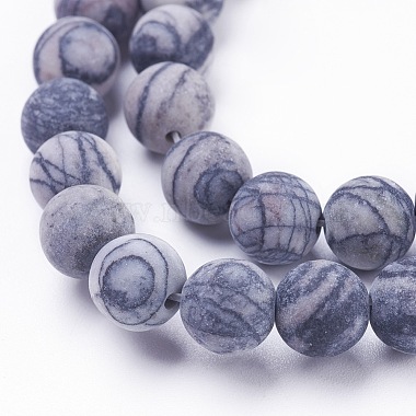 Chapelets de perles de pierre noire/soie noires naturelles(X-G-F520-57-8mm)-3