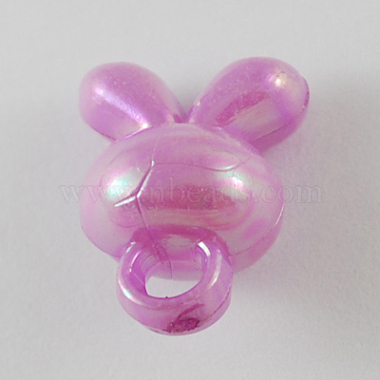 Opaque AB Color Acrylic Cartoon Rabbit Head Charms(SACR-R697-M19)-2