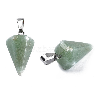 Конус / шип / маятник натуральный зеленый авантюрин каменные подвески(G-R278-79)-2