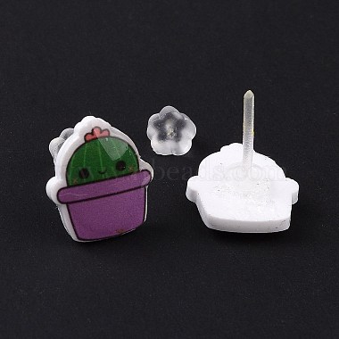 Acrylic Cute Plants Stud Earrings with Plastic Pins for Women(EJEW-F293-01D)-2