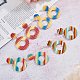 4 paires 4 couleurs boucles d'oreilles pendantes en forme de beignet en argile polymère avec épingles en fer(EJEW-FI0003-02)-4