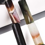Natural Agate Beads Strands, Dyed & Heated, Frosted, Column, Saddle Brown, 36.5~40.5x12~13mm, Hole: 2.5~4mm, about 8pcs/strand, 12.20 inch(31cm)(G-N357-05B-01)