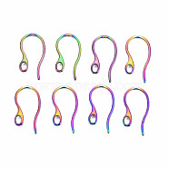 304 Stainless Steel Earring Hooks, Ear Wire, with Horizontal Loop, Rainbow Color, 22x12mm, Hole: 2mm, 18 Gauge, Pin: 1mm(STAS-N098-007)