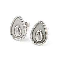 304 Stainless Steel Stud Earrings, Avocado, Stainless Steel Color, 14x10mm(EJEW-I290-03P)