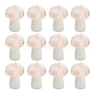 10Pcs Mushroom Handmade Lampwork Beads, Misty Rose, 12.5~14x10~11mm, Hole: 1.5mm(LAMP-YW0001-08C)